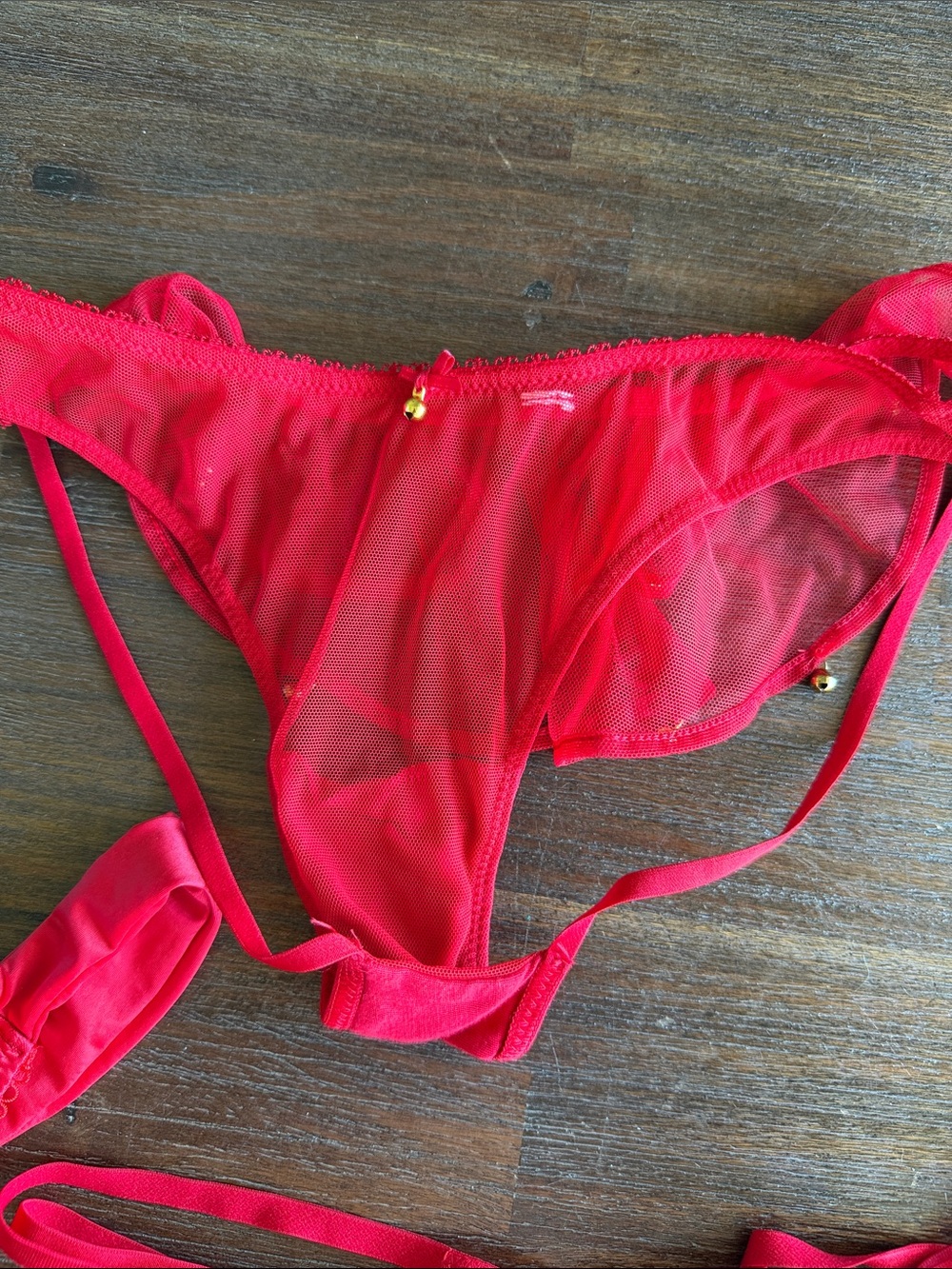 Victoria's Secret Red Ruffle & Embroidered Bikini Pieces - Picture 2 of 5